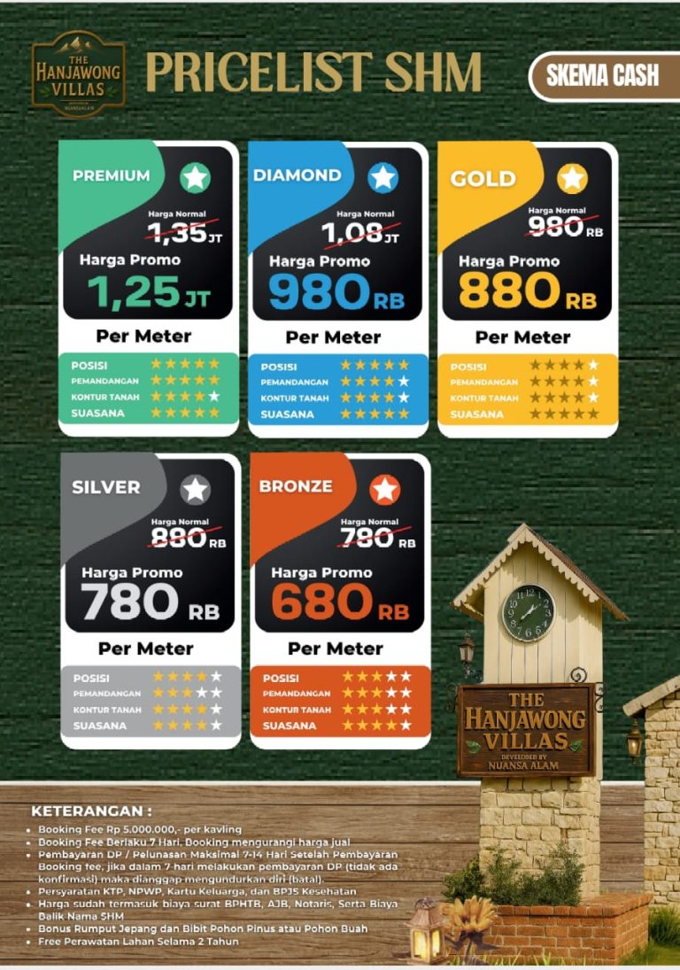 pricelist nuansa alam the hanjawong villas